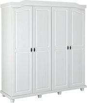 ARMADIO ISNY 4 ANTE CON RIPIANI 182x60x198H PINO MASSELLO VERNICIATO AD ACQUA BIANCO