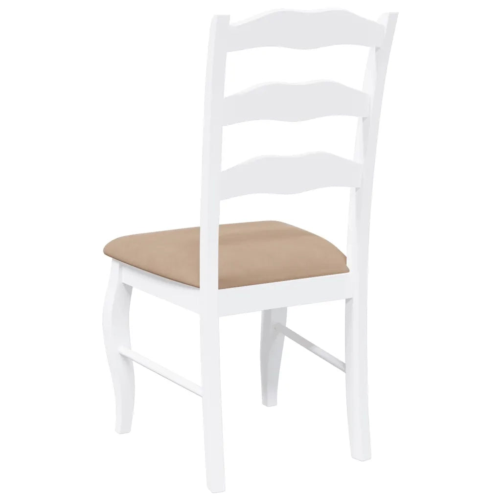 Sedie da Pranzo con Cuscini 2 pz Bianco Legno Massello di Hevea 4102498