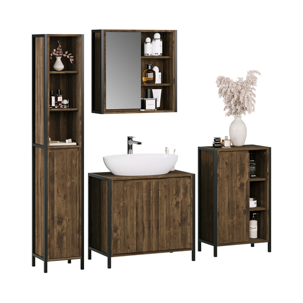 Vicco Set di mobili da bagno Quercia/nero 4 parti