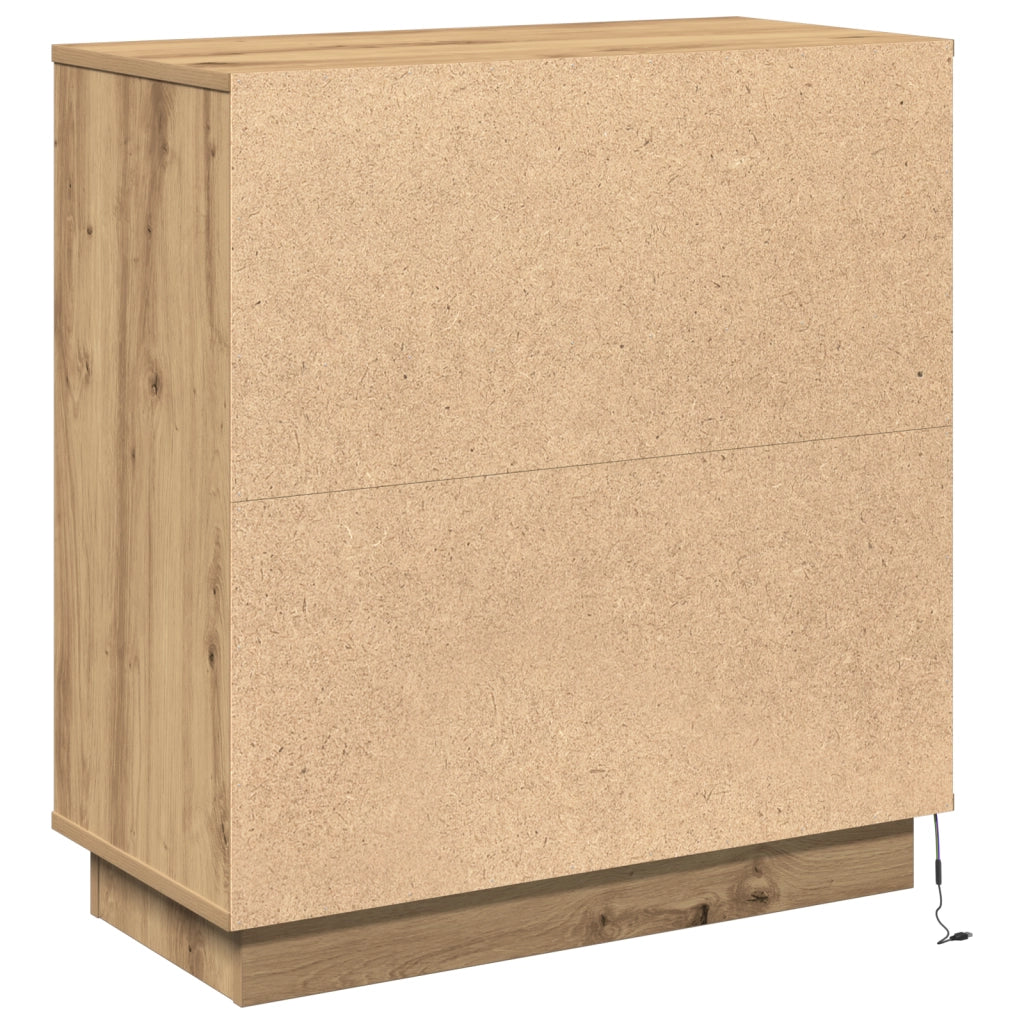 Sideboard con LED Rovere Artigianale 71x34,5x75 cm Legno ingegnerizzato