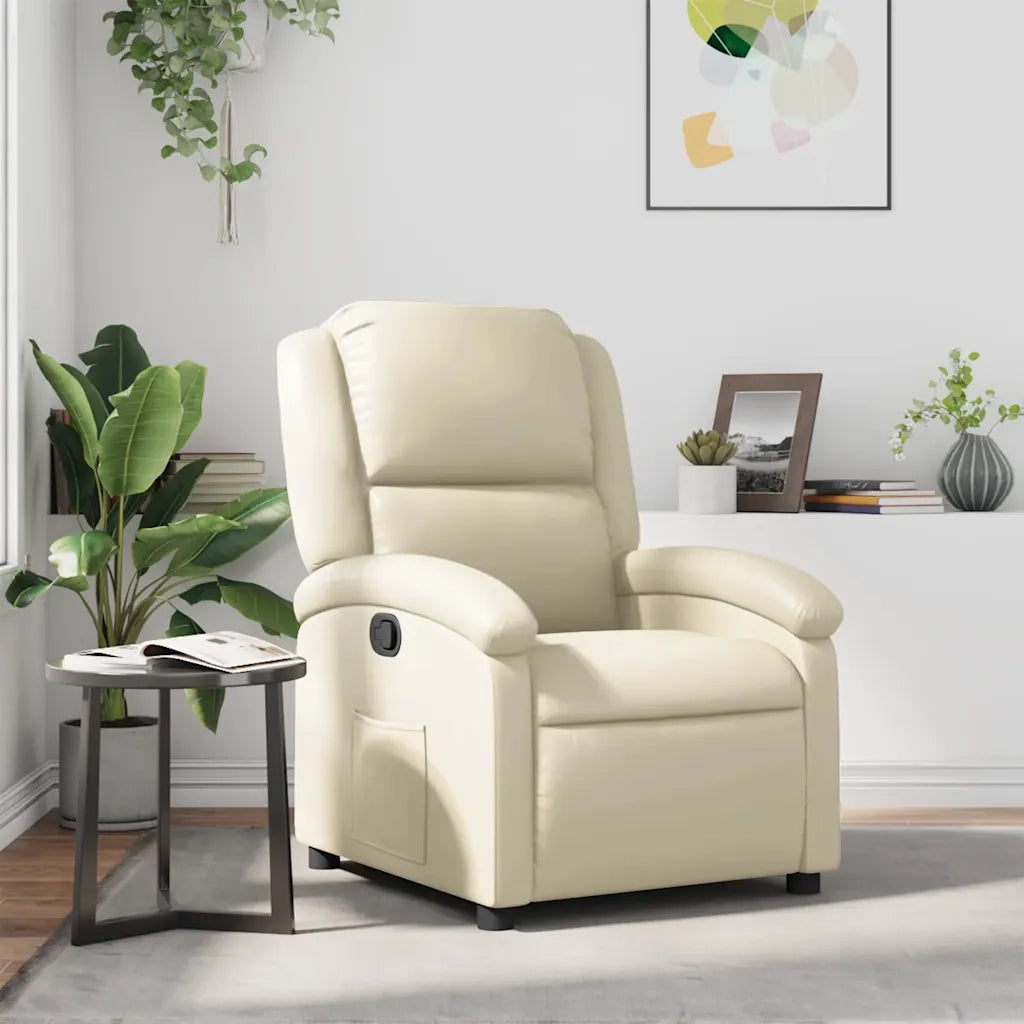 Divano Sedia-Poltrona Reclinabile Crema in Similpelle 693263