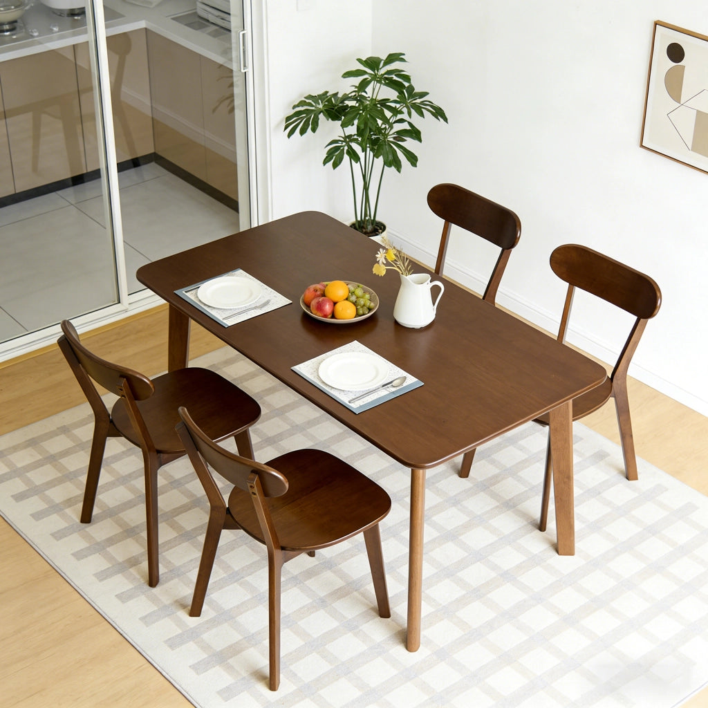 SEDIA da pranzo in legno massello, schienale curvo, noce