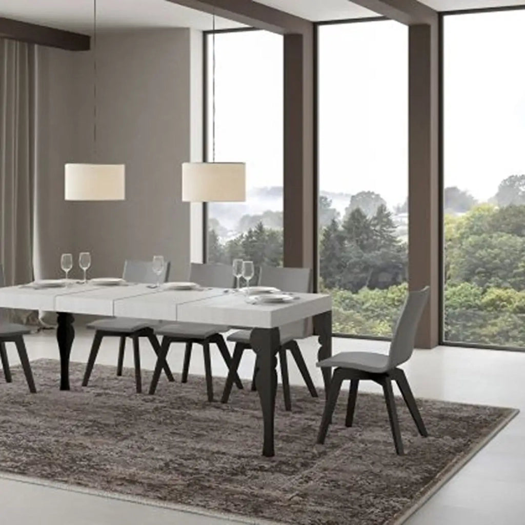 Tavolo allungabile 140/244x90 cm Paxon Premium colore bianco frassino gambe antracite
