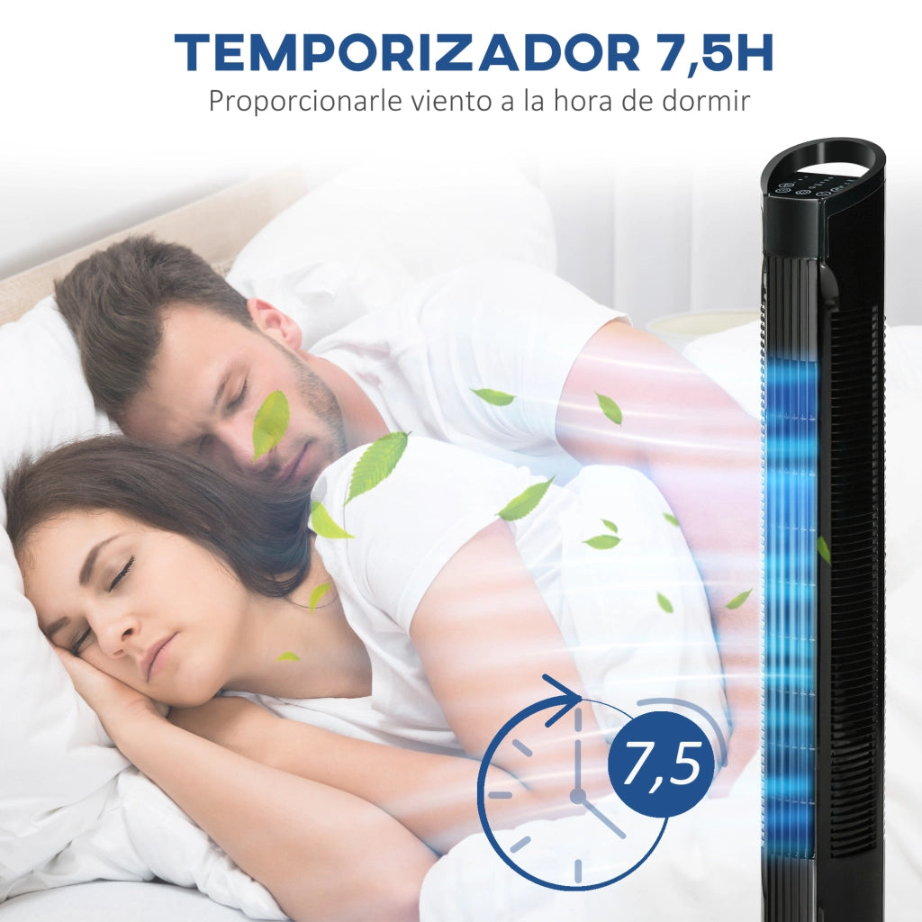 Ventilatore a Torre 50W con Telecomando ¨C zephmum ¨C Nero 20x78.5 cm