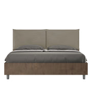 Letto Matrimoniale 160x190 cm con Rete e Contenitore Struttura Noce con Cuscini in Similpelle Egos Appia Cappuccino