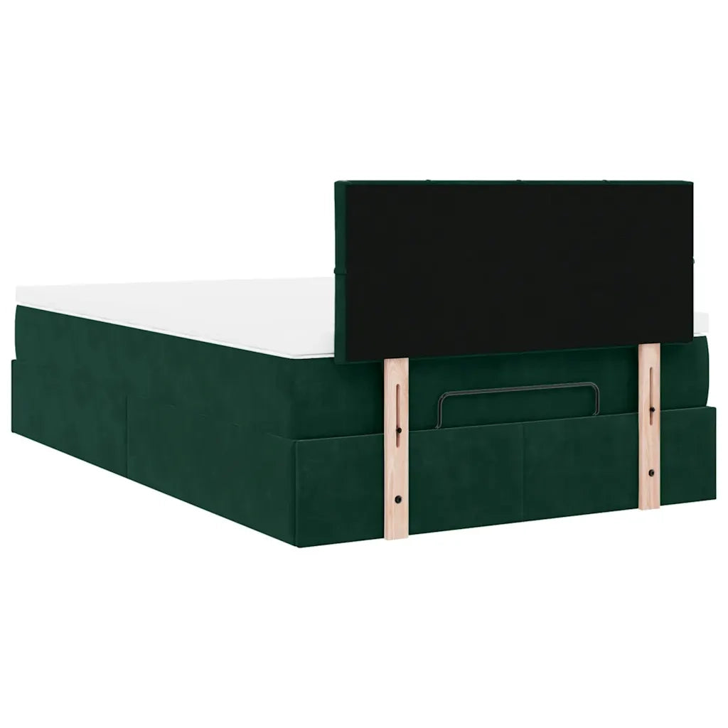 Pouf Letto con Materasso Verde Scuro 120x190 cm Velluto