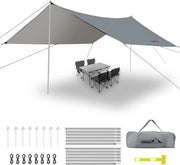 Telaio Acquaplanata Anti-UV 36 x 48m - Telaio Campeggio con Asticelle - Piastrina Fluorescente per Tende - Linee di Sgambatura - Leggero per Campeggio Escursionismo Picnic - Grigio