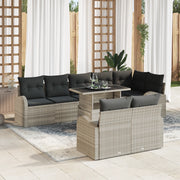 Set divani giardino con cuscini grigio chiaro polyrattan