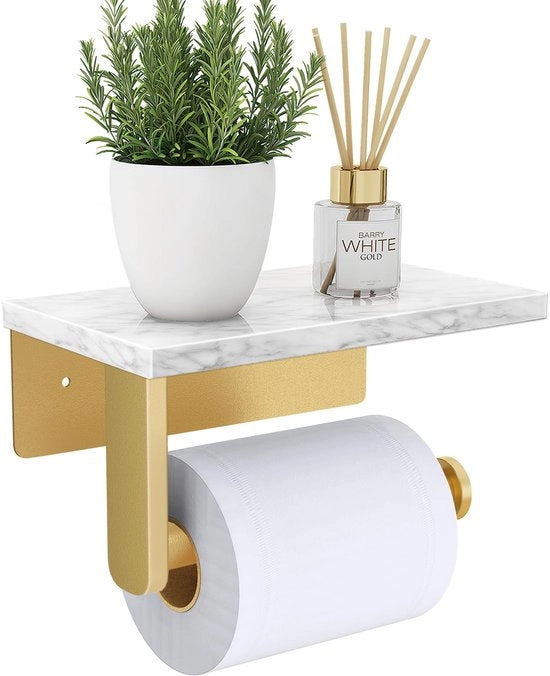 Sostegno per carta igienica con pannello di pietra naturale, Sostegno per carta igienica in oro, Sostegno per carta igienica in acciaio inox 304 con foro, Sostegno per carta igienica in inox con finitura opaca per installazione a parete in bagno.