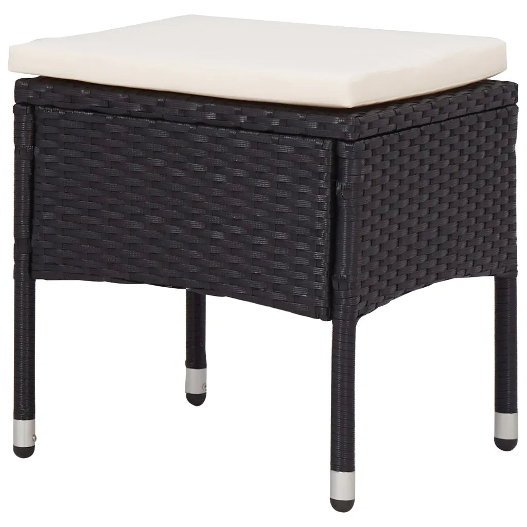 Set Mobili da Pranzo per Giardino 5 pz Nero Polyrattan e Vetro 46175