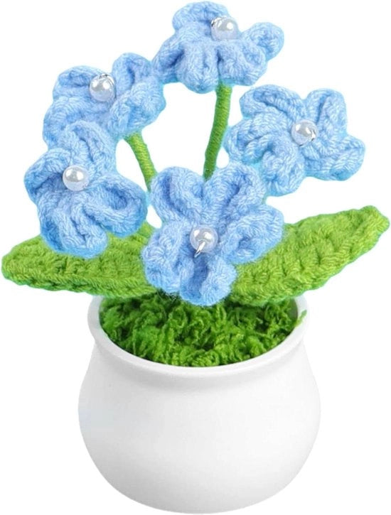 Piantine decorative per casa con fiori a maglia - Boccioli artificiali da non dimenticare - Piantine a maglia handmade per decorazione e regalo - Per ufficio, amici, familiari, partner