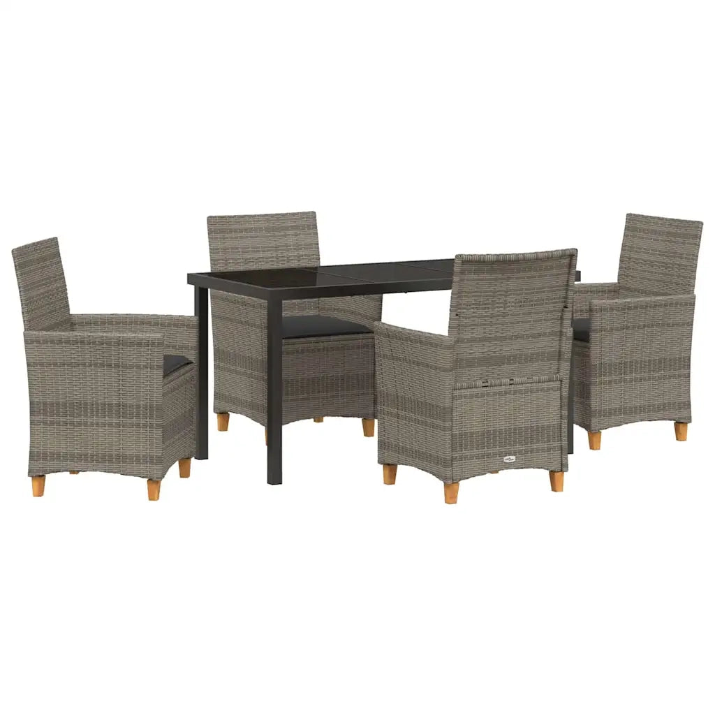 Set da Pranzo per Giardino 5 pcs Grigio polyrattan 3381074