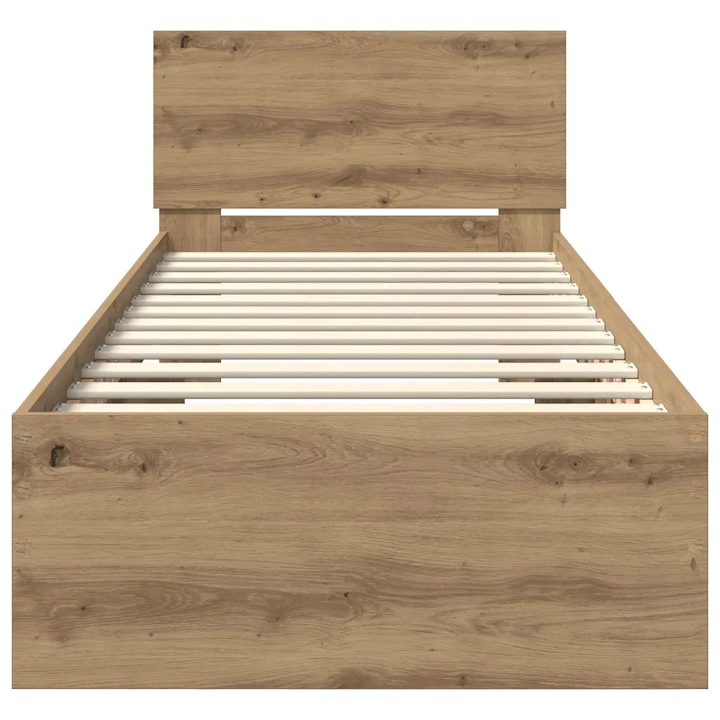 Struttura del letto con testiera Rovere artigianale 75 x 190 cm 885842