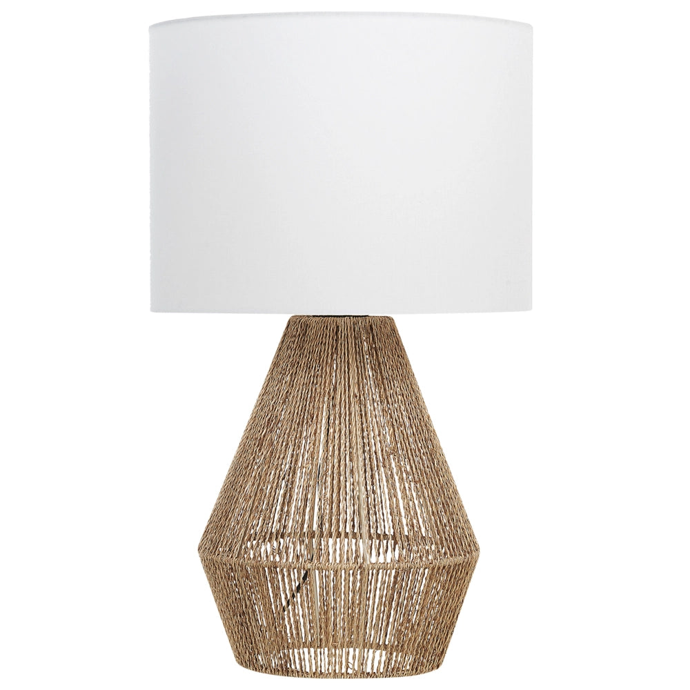 Lampada da tavolo carta intrecciata fatta a mano bianco e naturale 52 cm