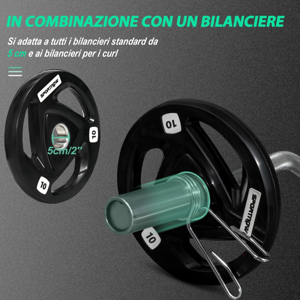 EasyComfort Set di 2 Dischi Pesi da 10kg in Acciaio con Rivestimento in Gomma per Bilanciere