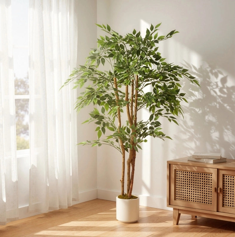 Pianta artificiale 65x65x150 cm con foglie regolabili; polietilene; verde