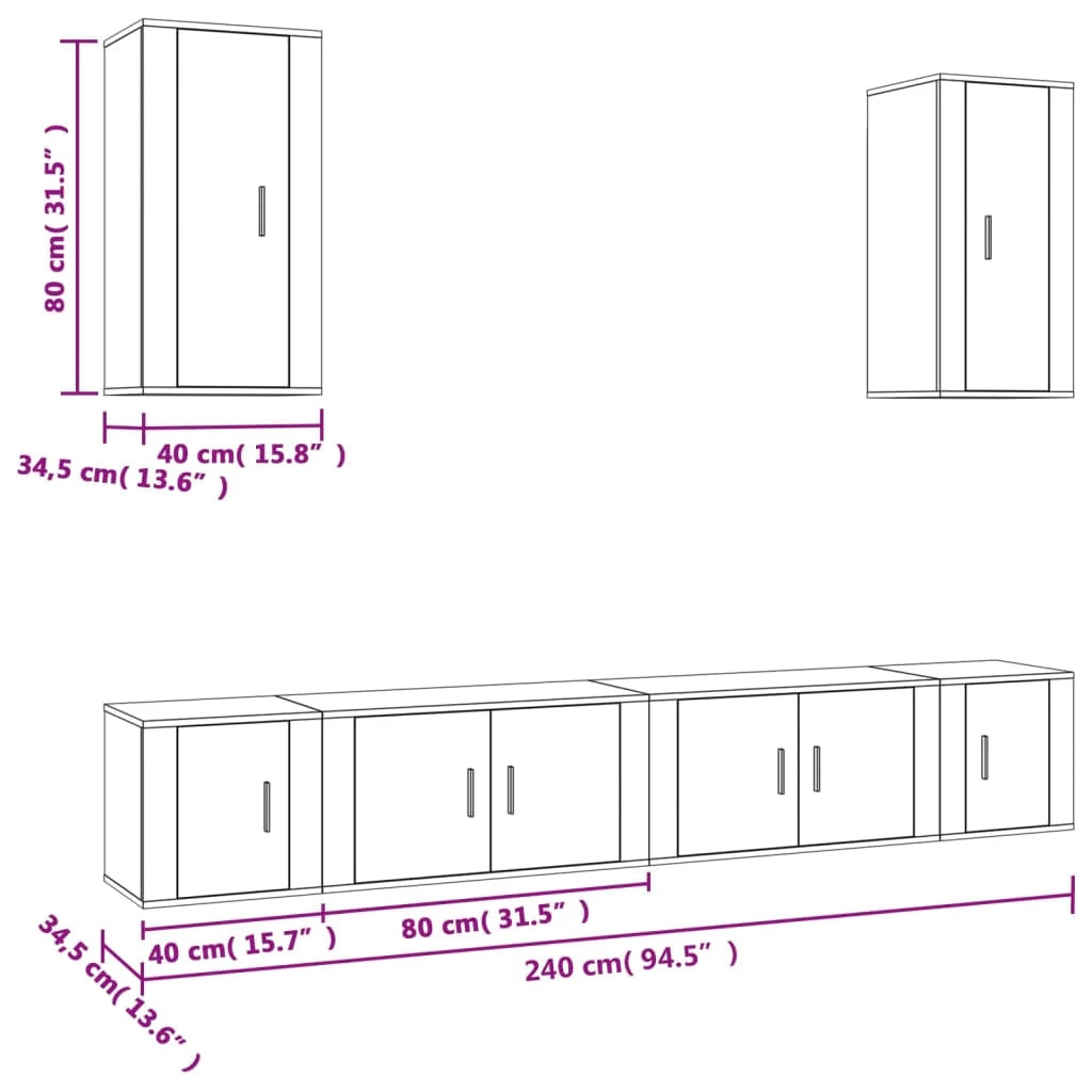 Set di mobili da 6 pezzi tra cui armadio credenza mobile TV televisore per soggiorno camera da letto salotto legno ingegnerizzato bianco 02_0025011