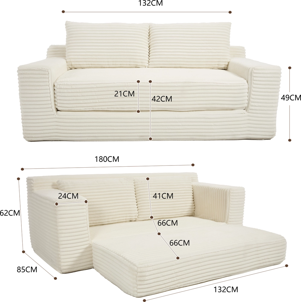 Divano 2 posti imbottito ¨C Minimal ¨C tessuto corda, compatto, 2 in 1