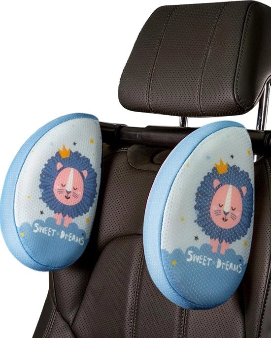 Sostegno per collo regolabile per bambini e adulti - Supporto auto per bambini con schiuma di espansione per viaggi, 360° supporto per collo regolabile per in auto, cuscino ergonomico per viaggi (blu)