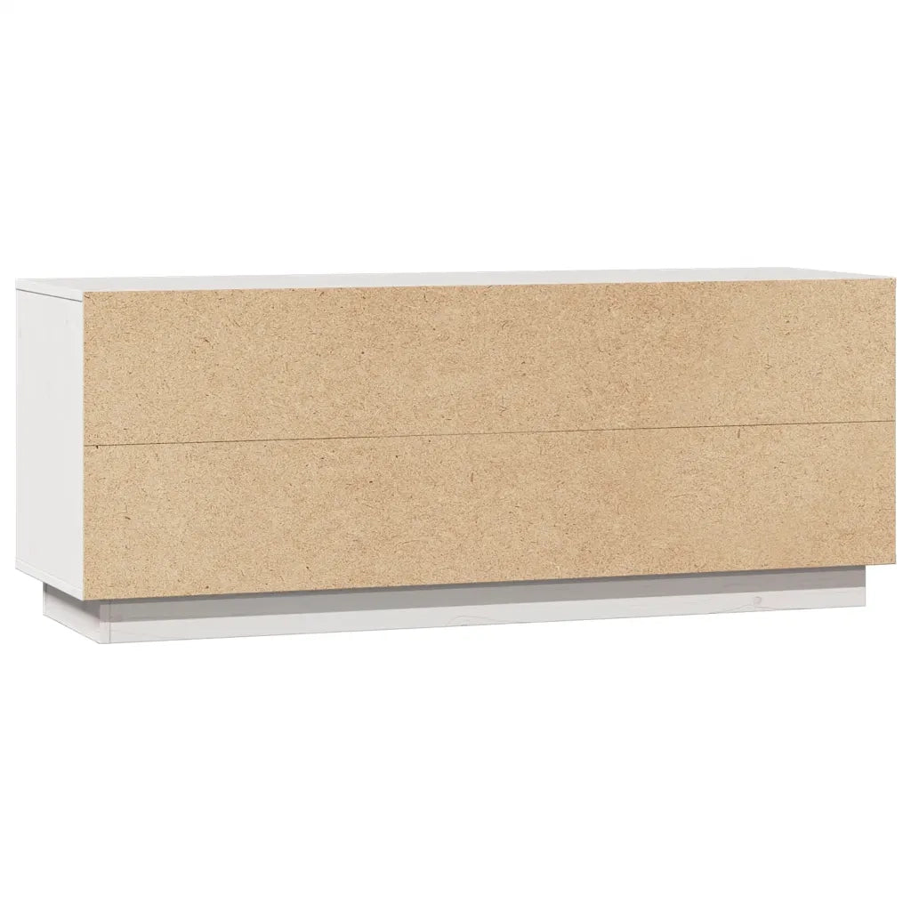 Mobile Porta TV-Credenza TV Bianco 110,5x35x44 cm in Legno Massello di Pino