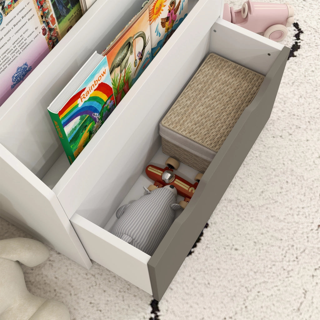 Libreria Bambini 3 Ripiani con Cassetto ¨C Minimal ¨C MDF Grigio 62.5x30x70 cm