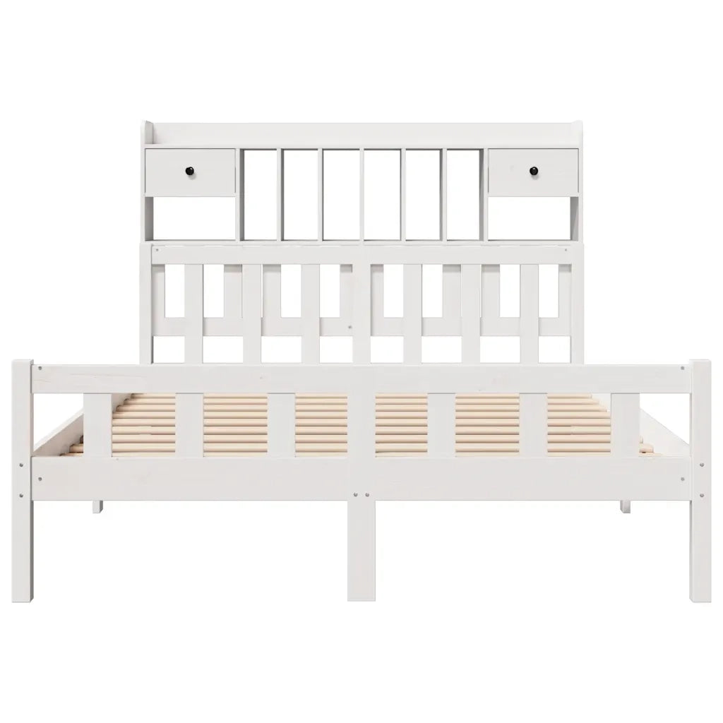 Letto Libreria senza Materasso Bianco 160x200 cm Legno di Pino 3322177