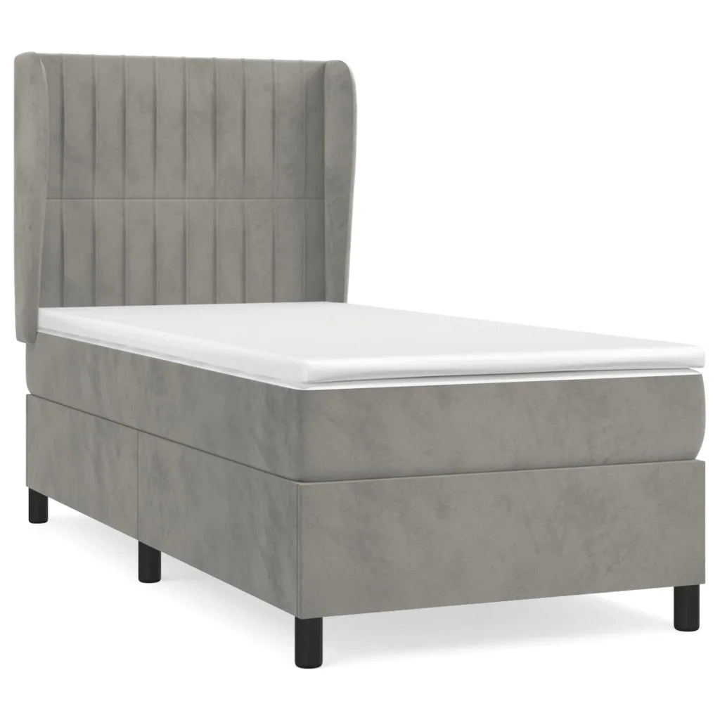 Giroletto a Molle con Materasso Grigio Chiaro 90x190 cm Velluto 3129303