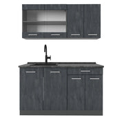 Vicco Cucina monoblocco Calcestruzzo nero/antracite 140 cm senza piano di lavoro