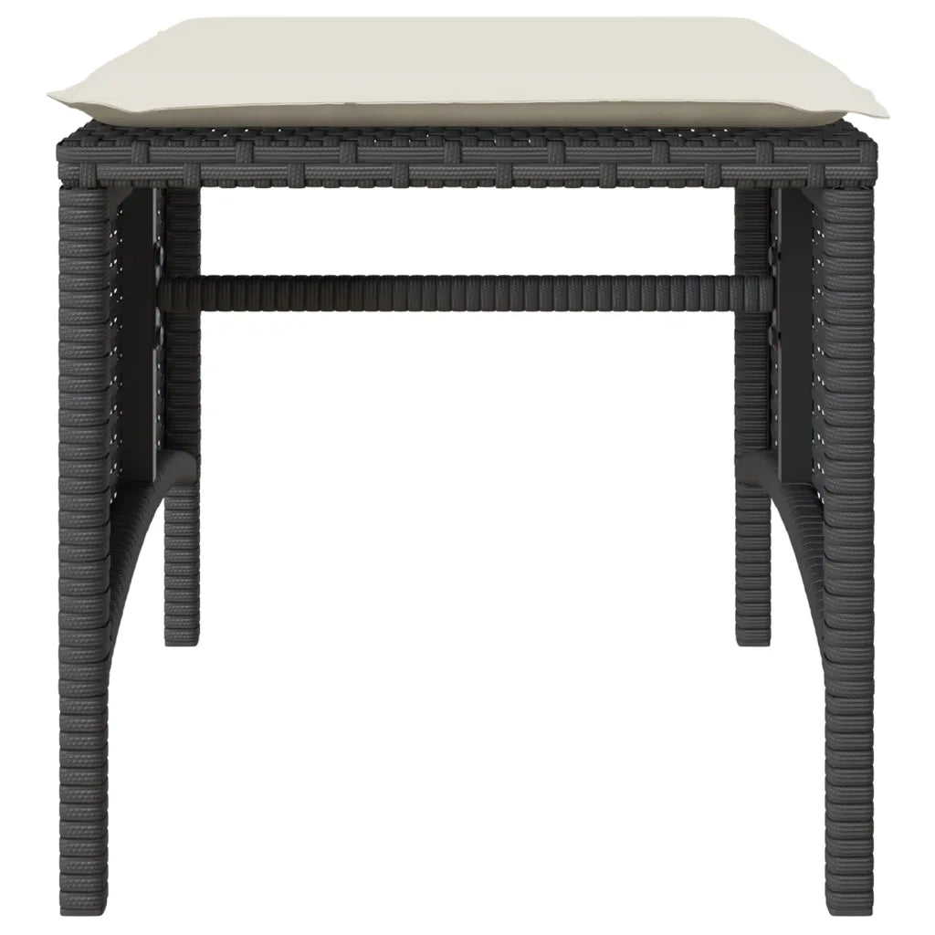 Divano Giardino 2 Posti con Tavolo e Sgabelli Nero Polyrattan 4003890