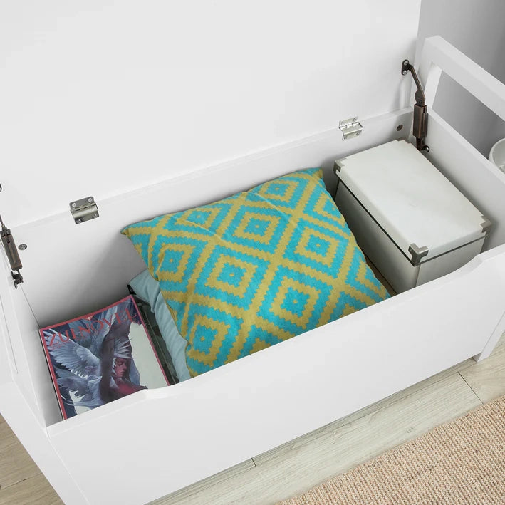 Panca Contenitore Ingresso con Cuscino e braccioliL86*P38*A41 cm. FSR76-W