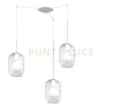 SOSPENSIONE BIANCO 3 LUCI SPOSTABILE VETRI TRASPARENTE 1181BI-S3 S-TR