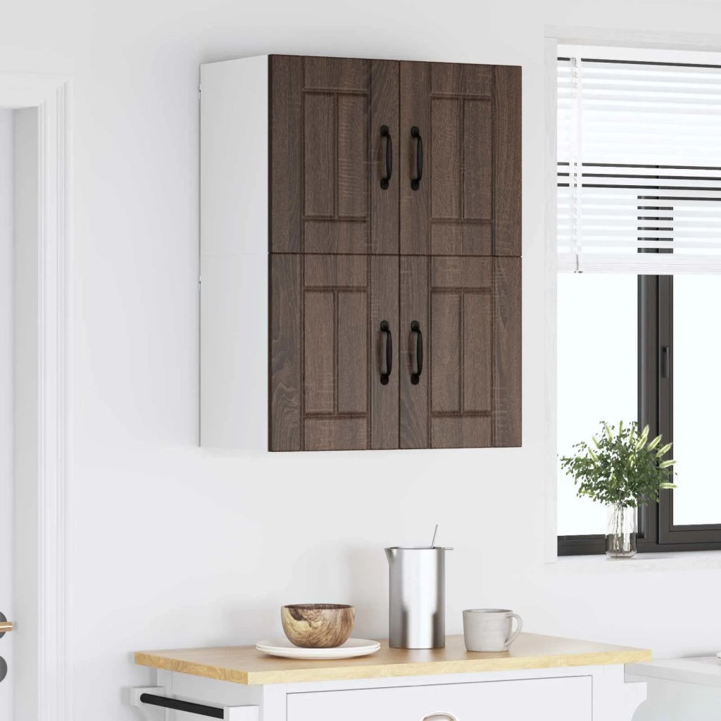 Armadi a pareti per cucina con porta Lucca 2 pcs Rovere Marrone 884929