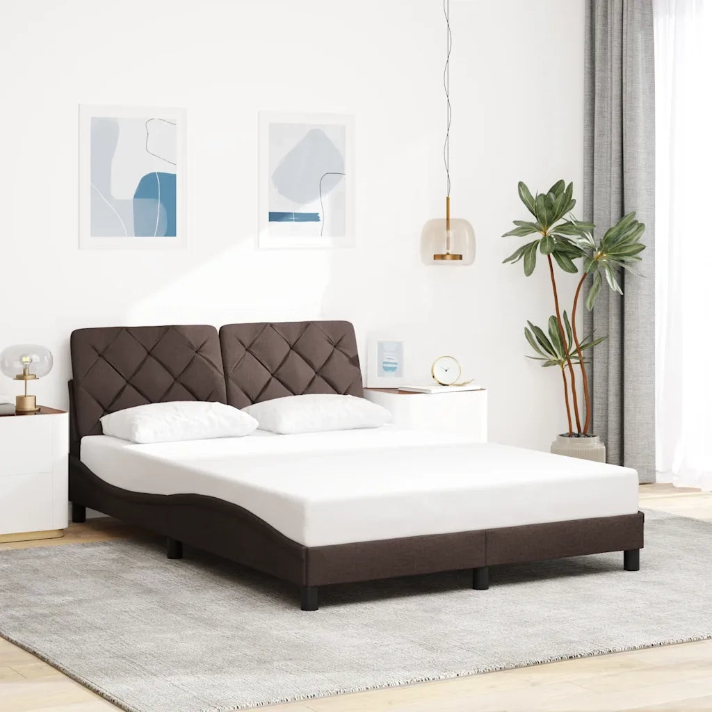 Giroletto senza Materasso-Struttura Letto Marrone Scuro 140x200 cm Tessuto 462344