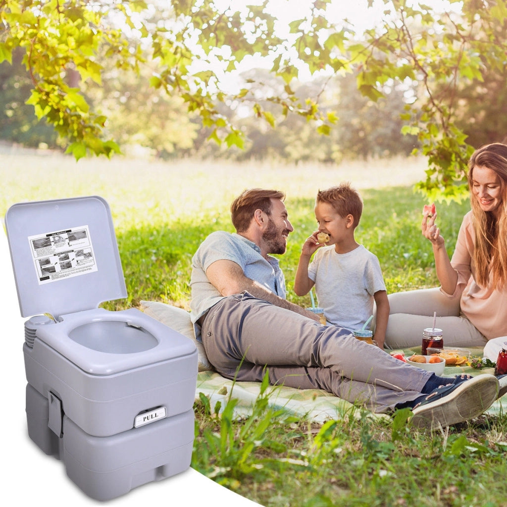 20L Toilette portatile chimico da campeggio WC da campeggio carico 100kg Grigio-Docce e toilette portatili