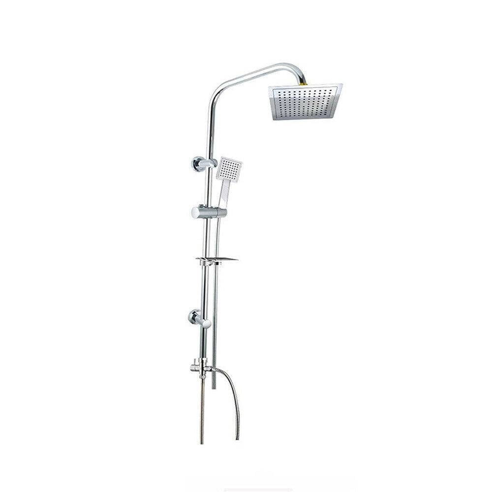 Trade Shop - Colonna Doccia Bagno Moderna Saliscendi Soffione Quadrato Portasapone 98cm 59395 -