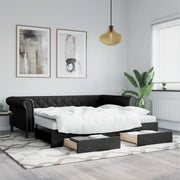 Divano Letto Estraibile con Cassetti Nero 90x200 cm Similpelle 3197735