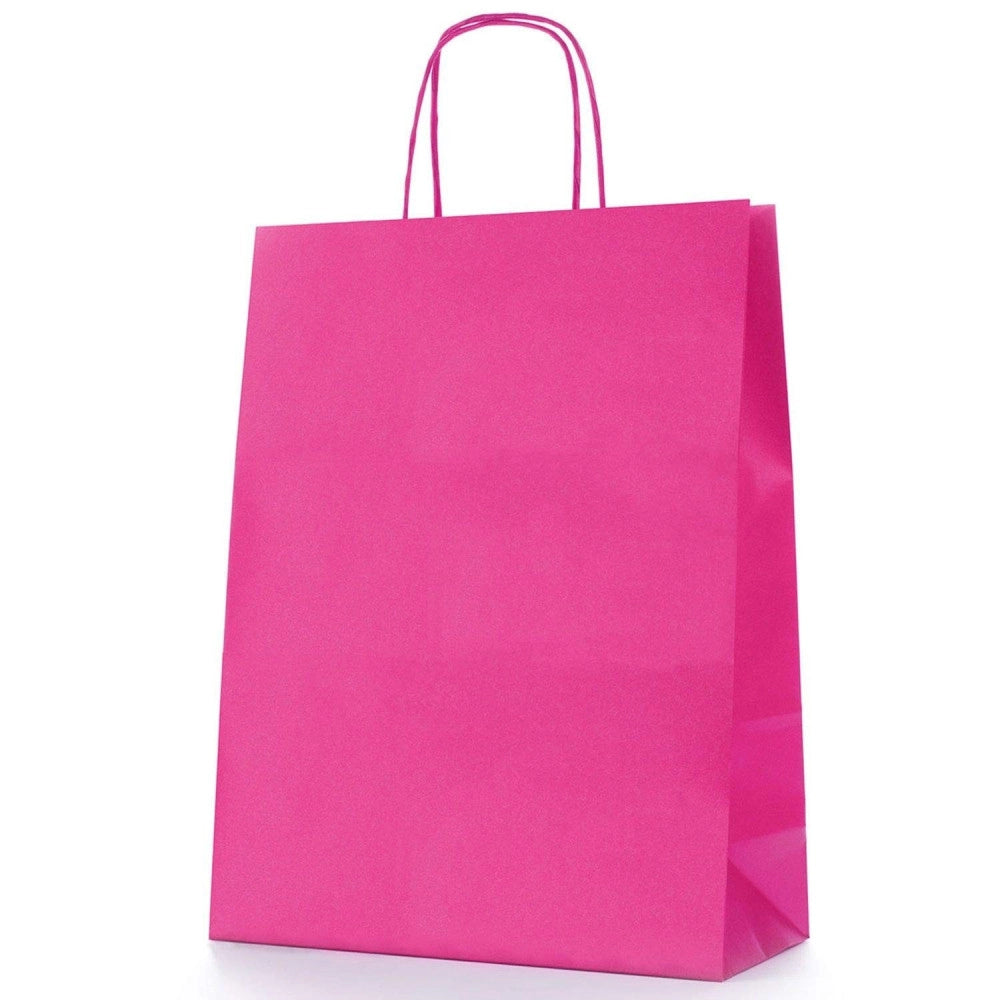 Trade Shop - Busta Buste Regalo 6 Pezzi Shoppers Cc.3985 Carta Fucsia 36x21x11cm Sacchetto -