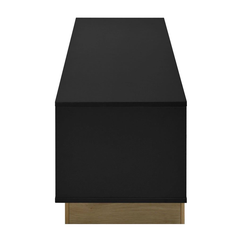 Mobile porta TV con 4 ante e 2 ripiani, apertura push-to-open, per soggiorno, in MDF, nero, 175 × 40 × 41,5 cm