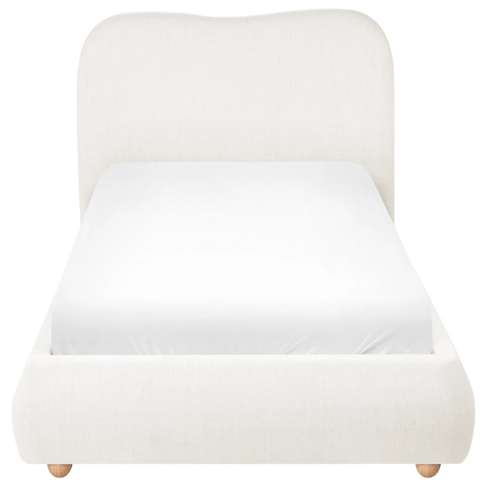 Letto con contenitore in tessuto bianco sporco 90 x 200 cm design moderno e minimalista
