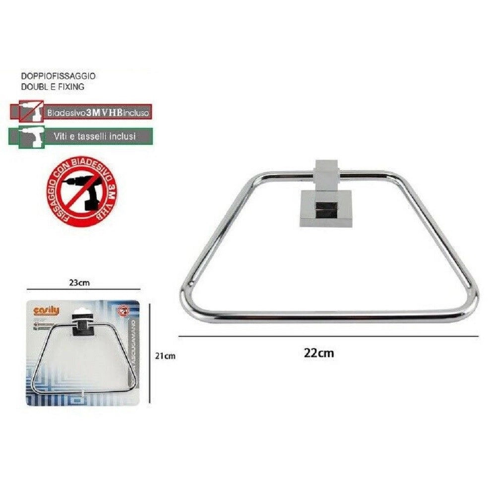 Trade Shop - Anello Porta Asciugamano Asciugamani Fissaggio A Parete Bagno Square 22 Cm 59183 -