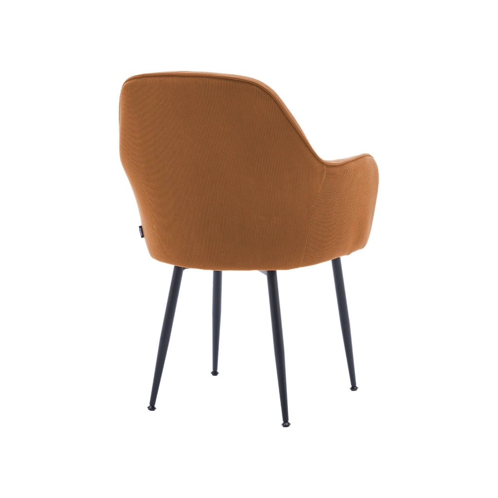 Set 2 poltrone in velluto a coste con gambe in metallo, camel