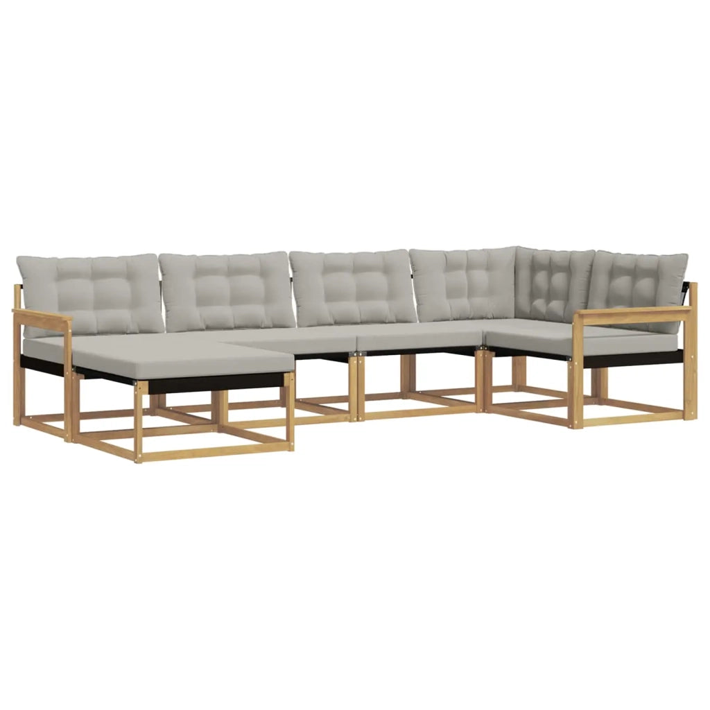 Set di divani da esterno 6 pz Bianco e Grigio Chiaro 3388845