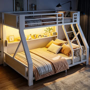 letto a castello metallo e legno bianco 145 x 204 cm