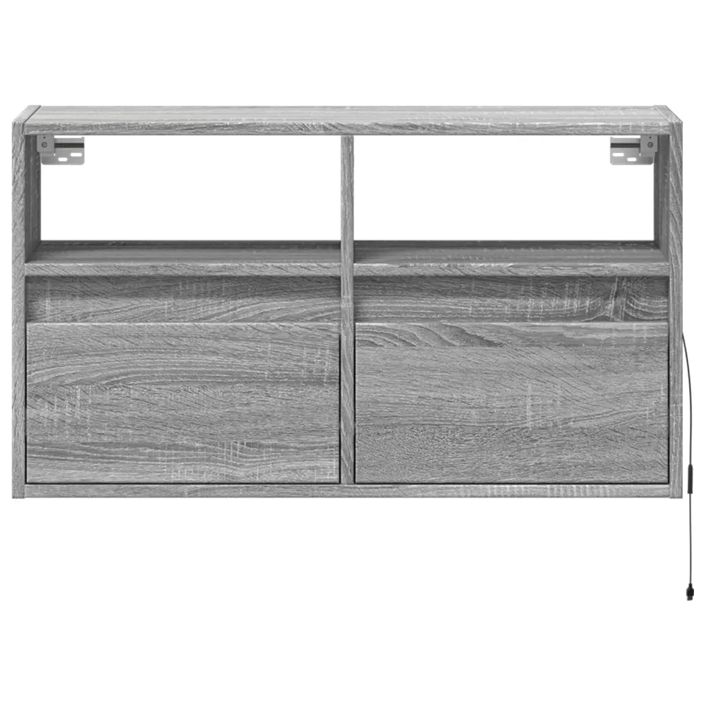 Mobile TV a Parete con Luci LED-Mobile TV a Muro Grigio Sonoma 80x31x45 cm 172911
