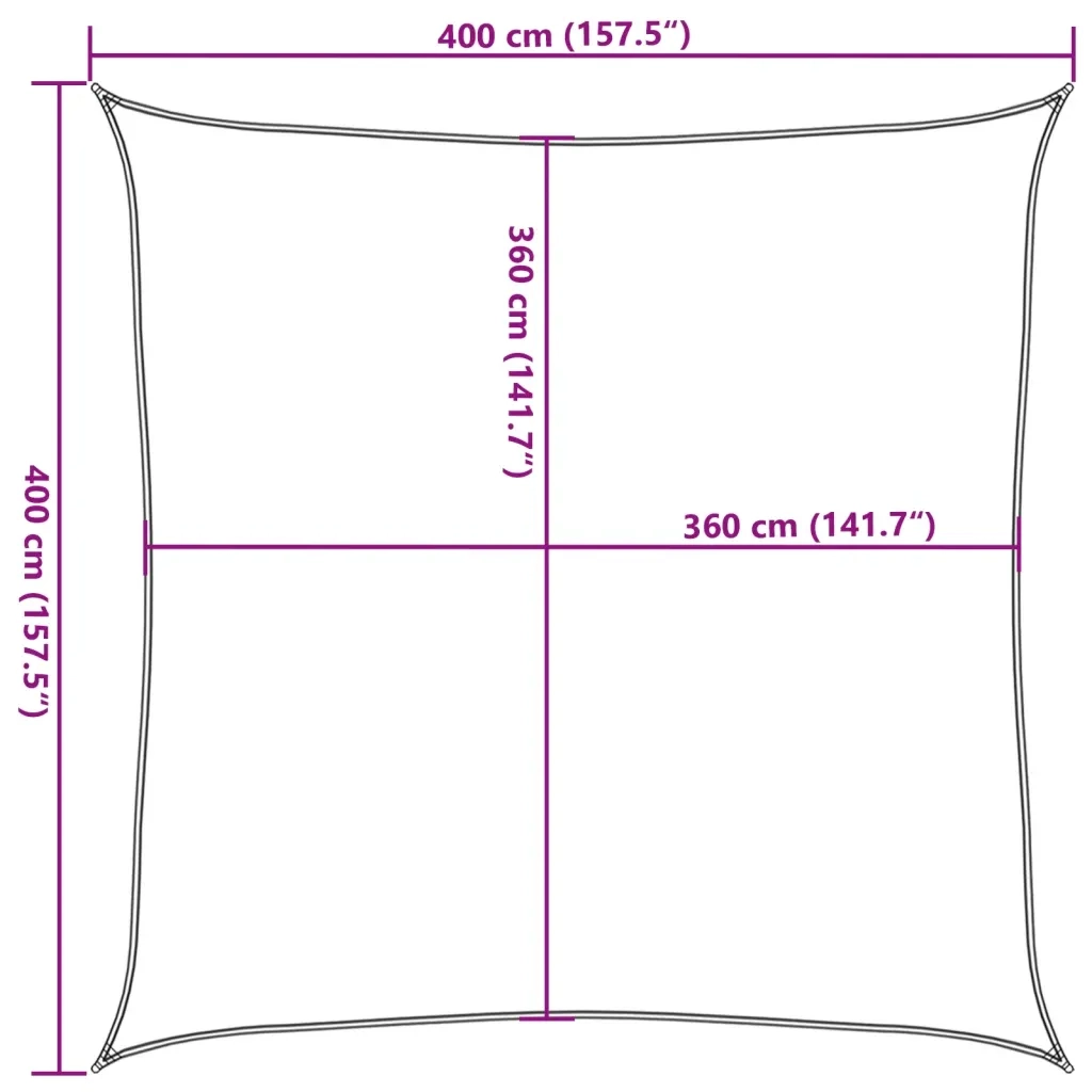 Vela Parasole-Telo Ombra-Vela Ombreggiante 160 g/m2 Nera 4x4m in HDPE