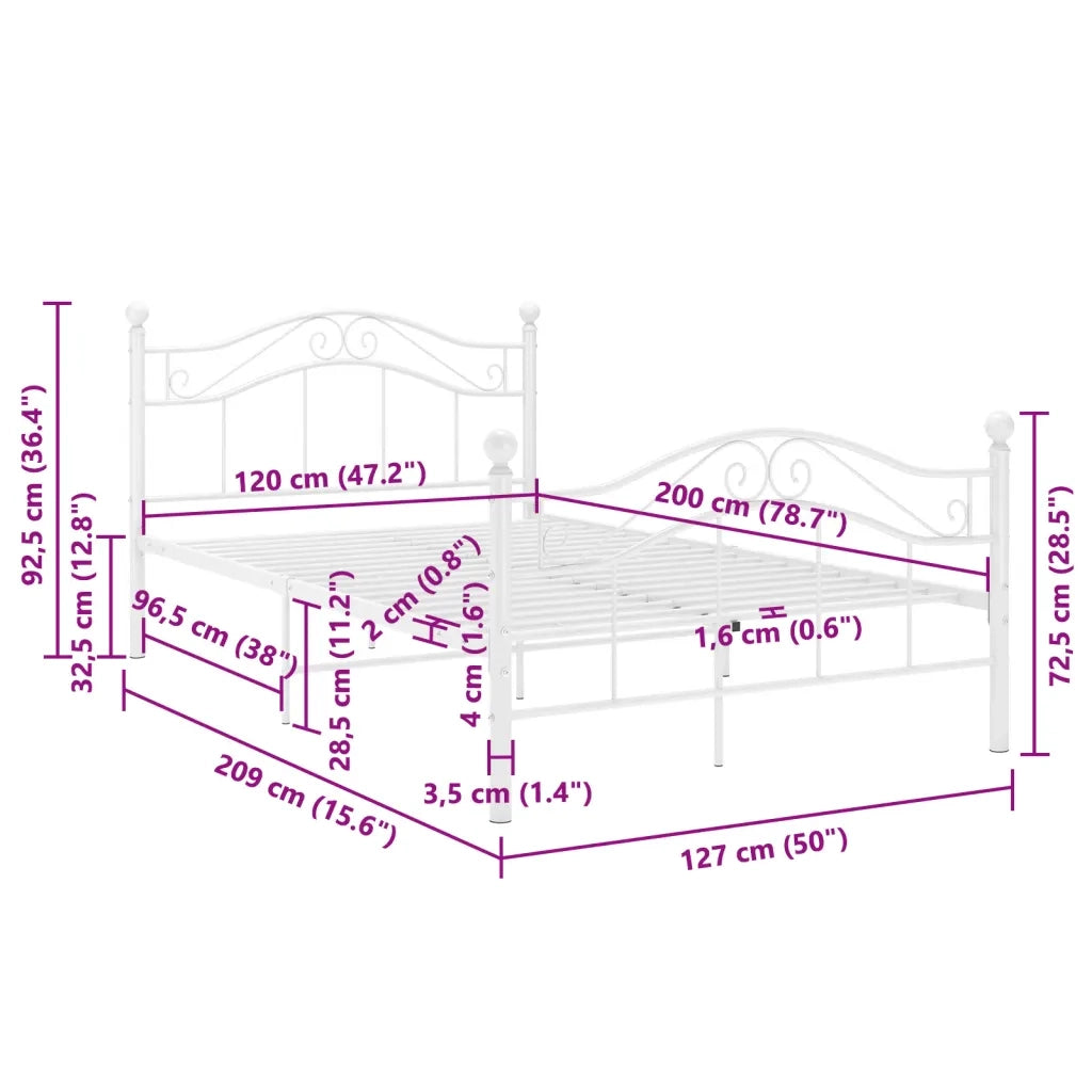 Giroletto-Struttura Letto Bianco in Metallo 120x200 cm 294408