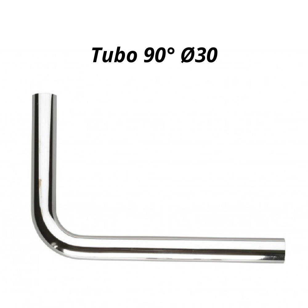 Tubo scarico cromato con curva 90 gradi diametro 30