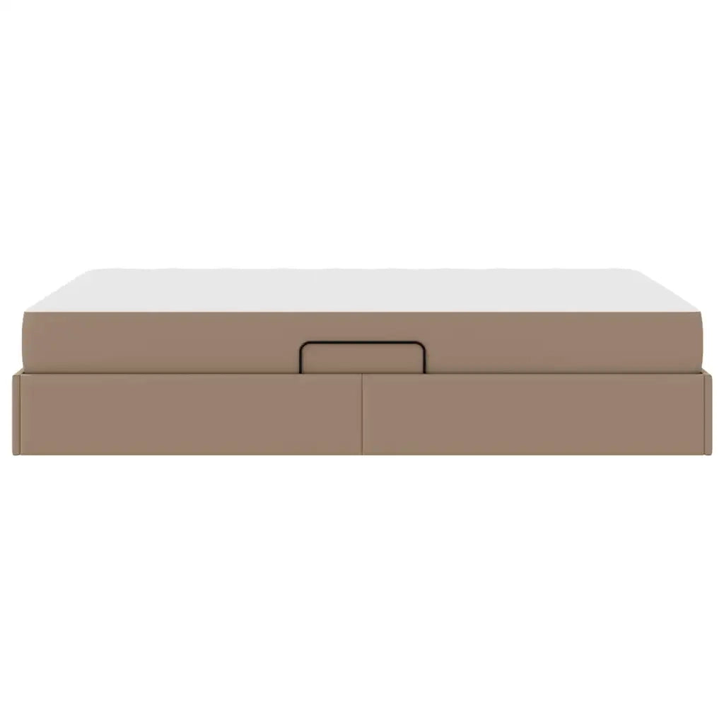 Letto con contenitore e materasso 2 pcs Cappuccino Pelle