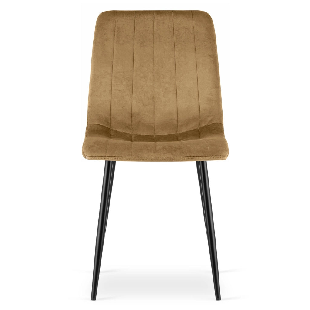 Sedia Lava in velluto marrone con gambe in metallo nero