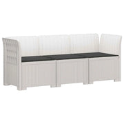 Divano da giardino 3 posti con cuscini in look rattan PP Bianco 3443827